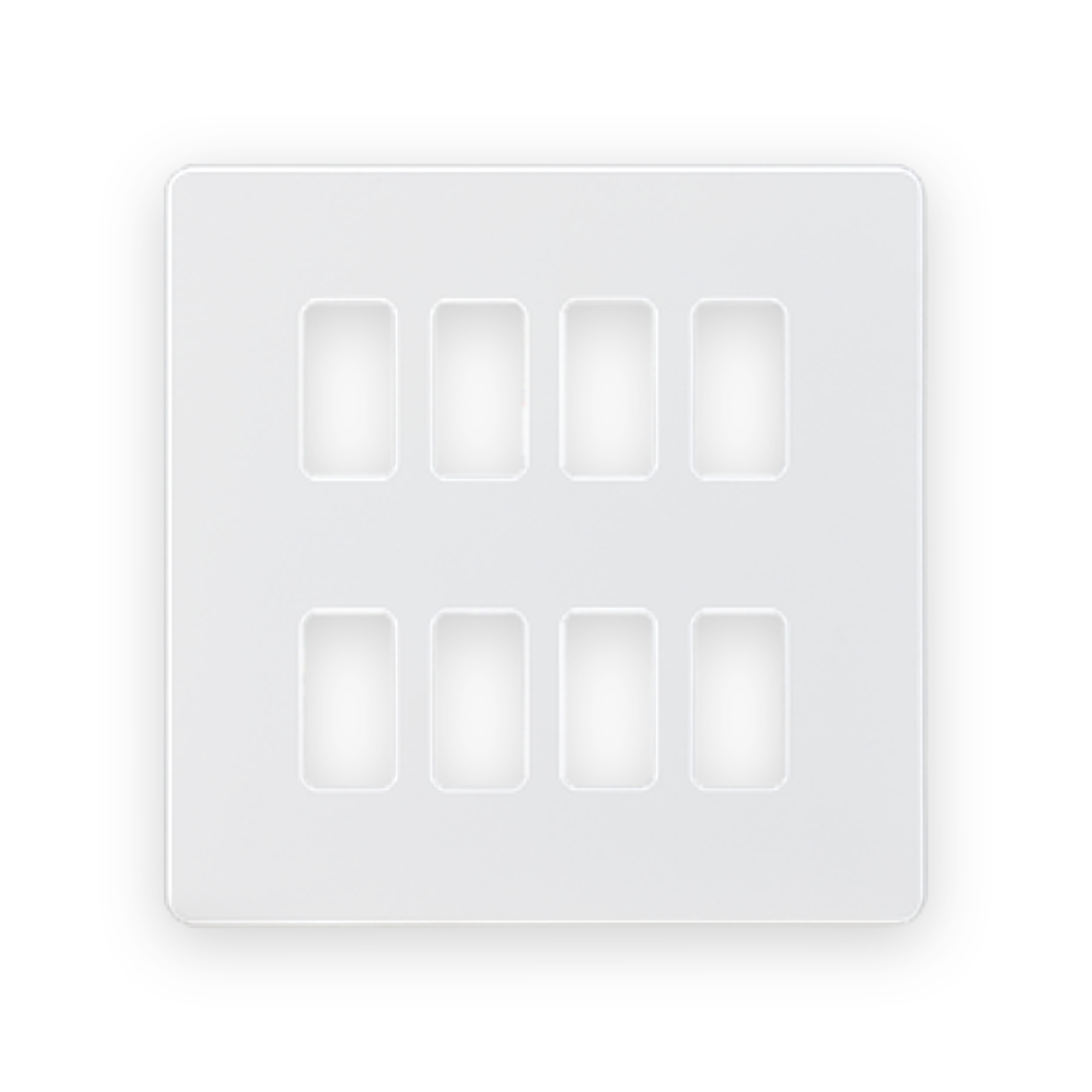 knightsbridge-screwless-8g-grid-faceplate-matt-white-gdsf008mw Knightsbridge Screwless 8G Grid Faceplate - Matt White