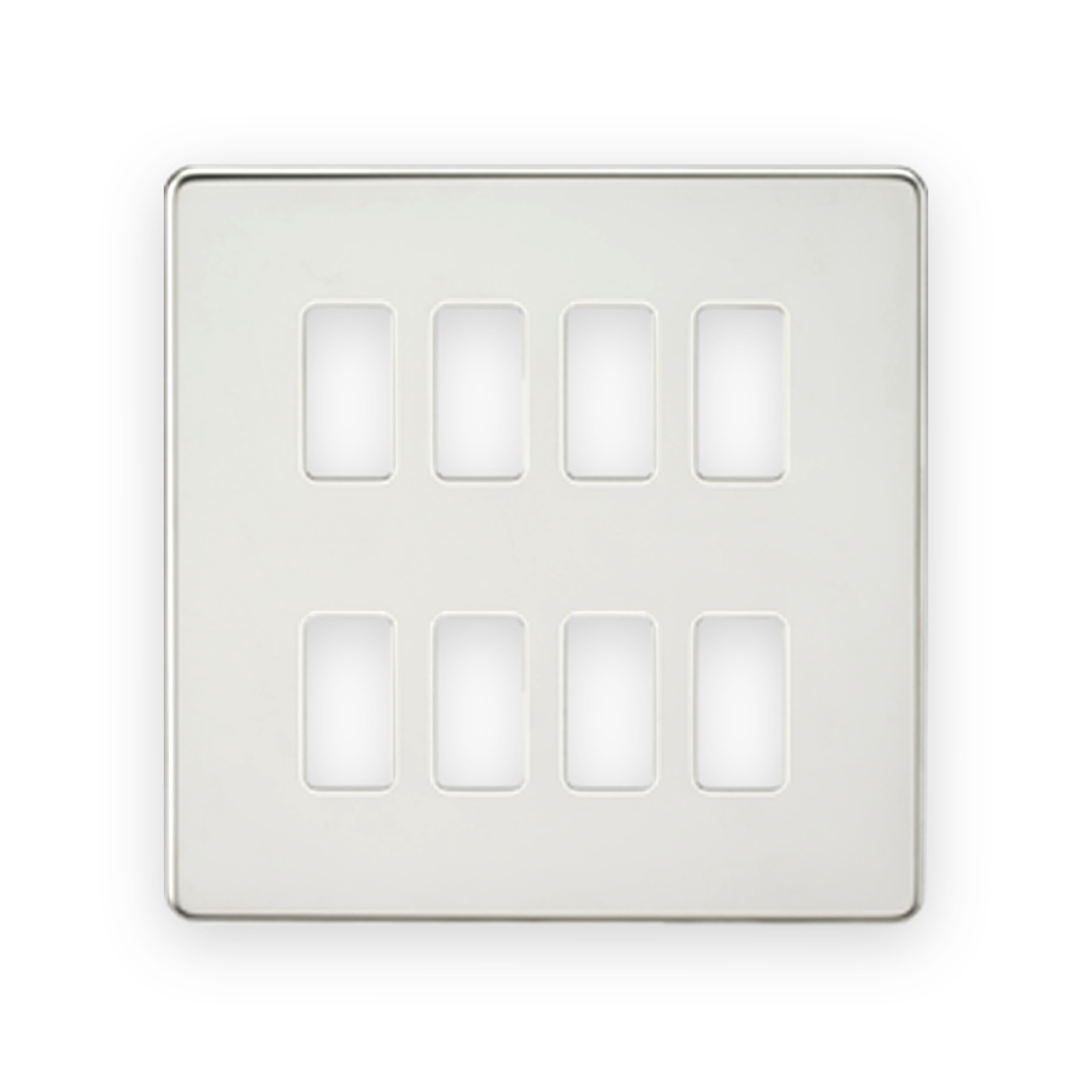 knightsbridge-screwless-8g-grid-faceplate-polished-chrome-gdsf008pc Knightsbridge Screwless 8G Grid Faceplate - Polished Chrome