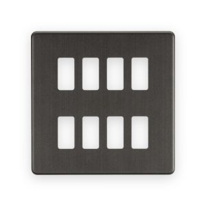 Knightsbridge Screwless 8G Grid Faceplate - Smoked Bronze