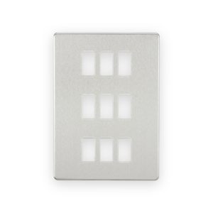 Knightsbridge Screwless 9G Grid Faceplate - Brushed Chrome
