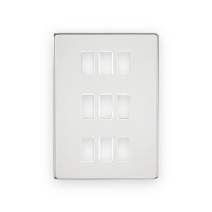 Knightsbridge Screwless 9G Grid Faceplate - Polished Chrome