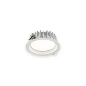 Knightsbridge SEREN recessed white LED downlight, 15/20/25W, showing bezel, cooling fins and spring clips