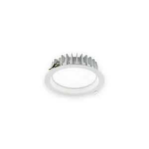 Knightsbridge SEREN recessed white LED downlight, 30/35/40W, showing bezel, cooling fins and spring clips