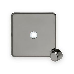Knightsbridge SF1DIMBN 1G Dimmer Plate with Matching Metal Dimmer Cap - Black Nickel
