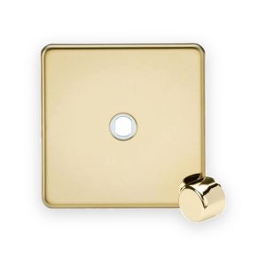 Knightsbridge SF1DIMPB 1G Dimmer Plate with Matching Metal Dimmer Cap - Polished Brass
