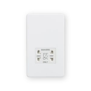 Knightsbridge 115/230V Dual Voltage Shaver Socket - Matt White with White insert - SF8900MW