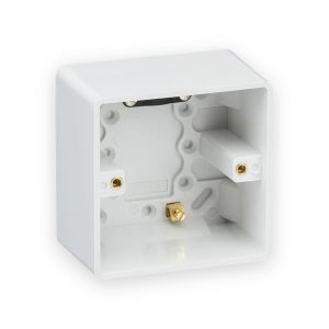 Knightsbridge Single 47mm Pattress Box with Earth Terminal and Cable Strain Relief