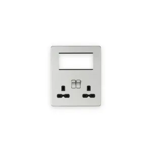 Knightsbridge SFR194BC brushed chrome multimedia combination plate with black socket inserts
