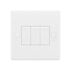 Knightsbridge Smooth White 3 Gang 10AX 2 Way Plate Light Switch