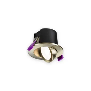 Knightsbridge SPKEVTAB SpektroLED Evo Tilt - Fire Rated IP65 Downlight with 2 x Wattage and 4 x CCT - Antique Brass