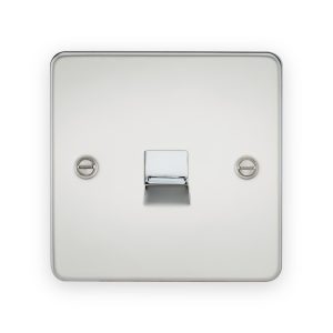 Knightsbridge telephone outlet in polished chrome with metal shutter and two fixing screws