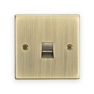 Knightsbridge Telephone Master Outlet - Square Edge Antique Brass