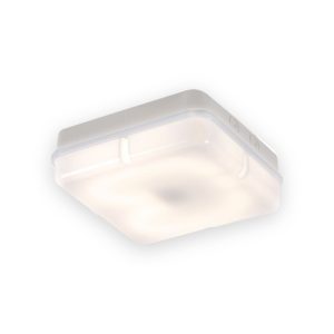 Knightsbridge square bulkhead with opal diffuser and white base