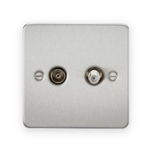 Knightsbridge TV and SAT TV Outlet (isolated) in Brushed Chrome