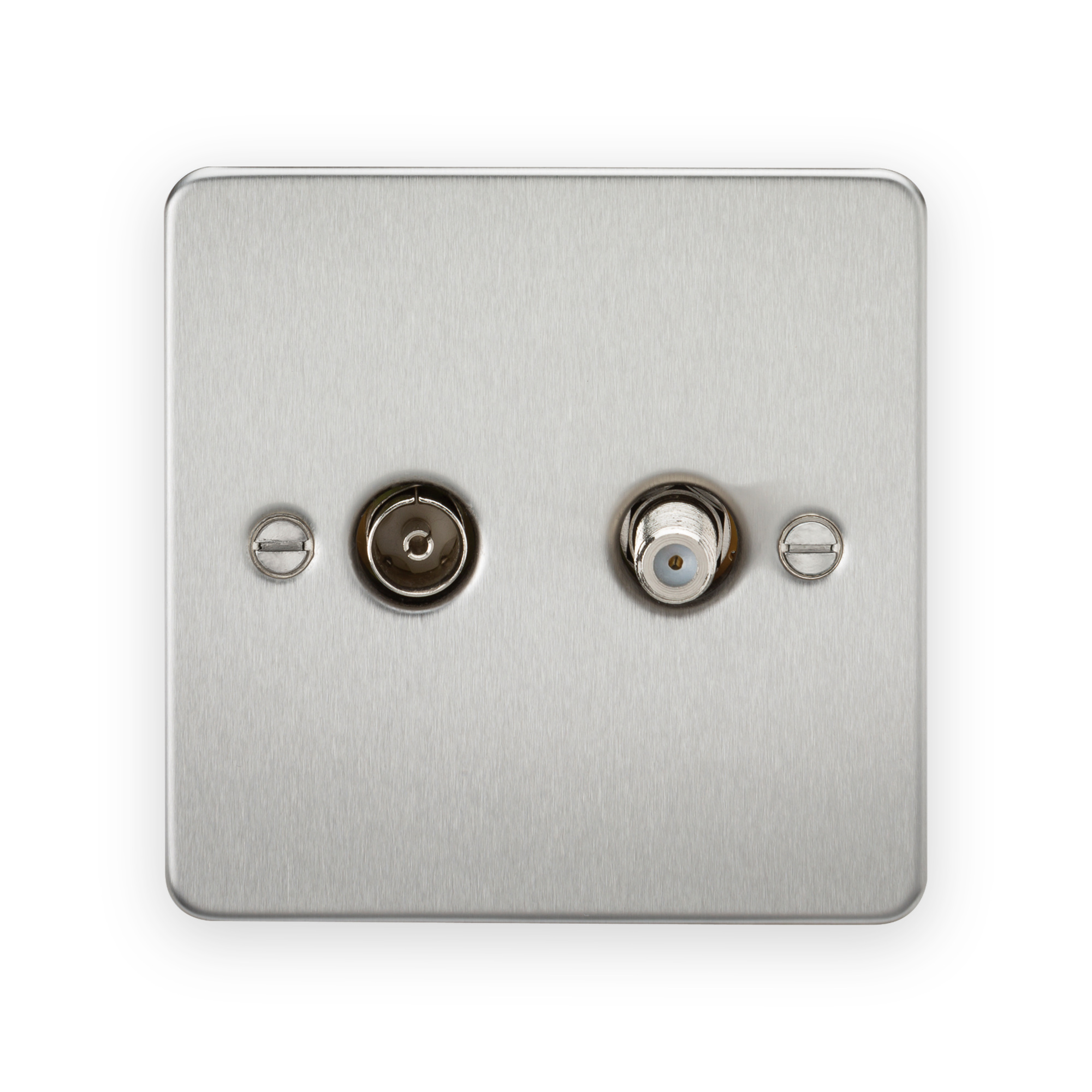 knightsbridge-tv-and-sat-tv-outlet-isolated-brushed-chrome-5055832916628-gallery-01 Knightsbridge TV and SAT TV Outlet (isolated) in Brushed Chrome