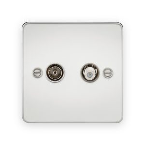 Knightsbridge TV and SAT TV Outlet (isolated) in Polished Chrome