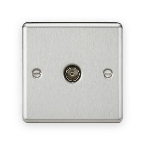 Knightsbridge TV Outlet (non-isolated) in Brushed Chrome