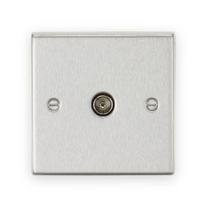 Knightsbridge TV Outlet (Non-Isolated) - Brushed Chrome - CS010BC