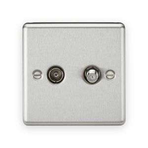 Knightsbridge TV & SAT TV Outlet (isolated) in Brushed Chrome