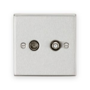 Knightsbridge TV & SAT TV Outlet (Isolated) - Brushed Chrome - CS014BC