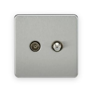 Knightsbridge SF0140BC isolated TV and satellite outlet with two connectors, brushed chrome