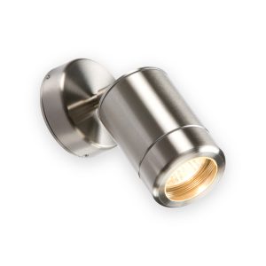 Knightsbridge WALL3 adjustable stainless steel wall light with illuminated GU10 lamp