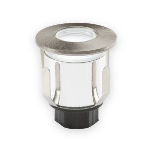 Knightsbridge white LED mini ground light with brushed metal bezel and spring clips