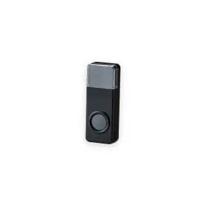 Knightsbridge DCBPB black wireless bell push with clear nameplate cover and grey button