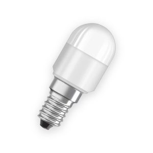 T26 tubular LED bulb with white body and E14 screw base