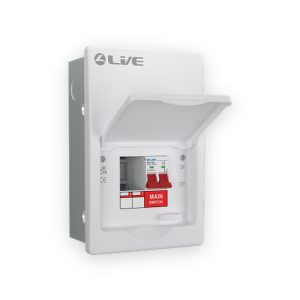 Live Electrical 4 Module Flush Mounted Main Switch Board c/w 100A Main Switch