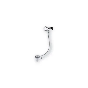 Luxury chrome bath filler pop-up waste and overflow with white flexible hose and control cable