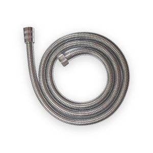 Coiled chrome shower hose with two metal connectors