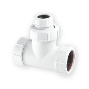McAlpine V1MX-CO universal slip tee with 40mm compression ends and 19/23mm inlet
