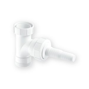 McAlpine V33L white 40mm swept tee with straight domestic appliance discharge nozzle
