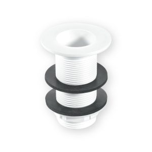 McAlpine W10 white 32mm tank overflow with long threaded tail and black washers