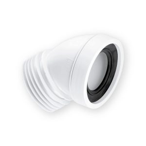 McAlpine WC-CON16 white 45 degree rigid WC connector with black inlet seal