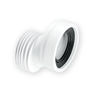 McAlpine WC-CON4A white 40mm offset pan connector with finned outlet and black inlet seal