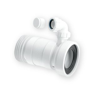 McAlpine WC-F23RV straight flexible WC connector with universal vent boss and blanking cap