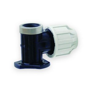 MDPE compression wall support with dark body and white compression nut