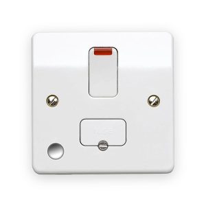MK Electric MK K1070WHI 13 Amp Neon Switched Fused Spur Connection Unit + Front Flex Outlet in White