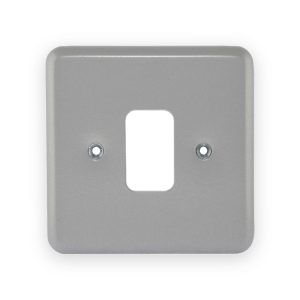 MK Electric MK K3491ALM 1 Gang 1 Euro Module Metal Clad Frontplate, Aluminium Datacom Cover Plate