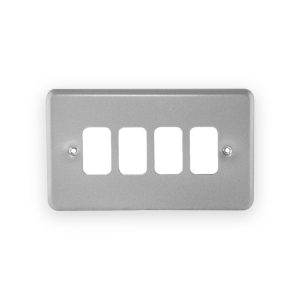 MK Electric MK K3494ALM 4 Module Front Plate For Metal Clad (4G Double Grid Cover Plate)