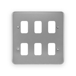 MK Electric MK K3496ALM 6 Module Front Plate For Metal Clad (6 Gang Grid Cover Plate)