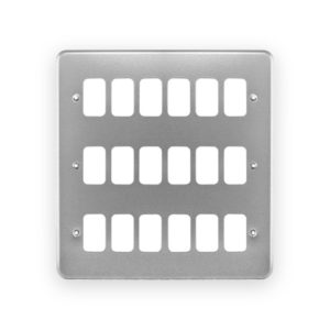 MK Electric MK K3508ALM 18 Gang Metal Clad Front Plate for MK Grid Plus Grey, 18 Gang Front Cover Plate Metal Clad