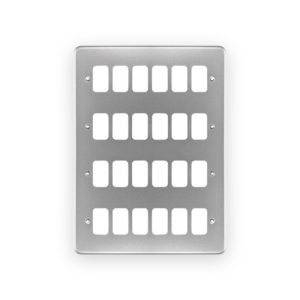MK Electric MK K3514ALM 24 Gang Metal Clad Front Plate for MK Grid Plus Grey, 24 Gang Front Cover Plate Metal Clad