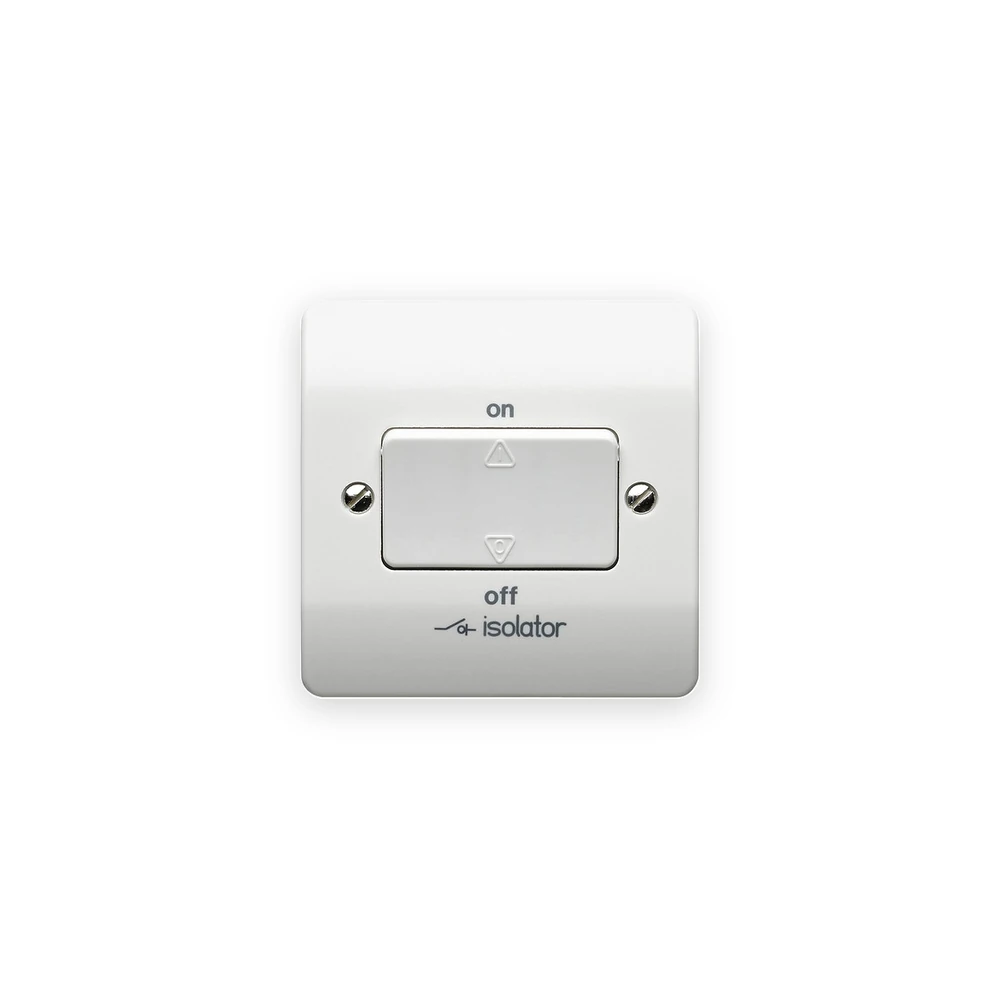 MK Electric MK K4859WHI Triple Pole Fan Isolator Switch with No Lock and Key in White MK Electric MK K4859WHI Triple Pole Fan Isolator Switch with No Lock and Key in White