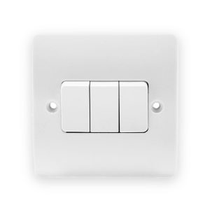 MK Electric MK K4873WHI 3 Gang 2 Way Single Plate Switch White