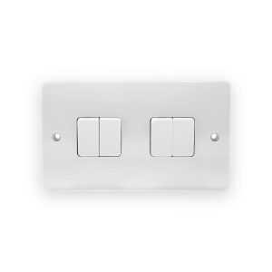 MK Electric MK K4874WHI 4 Gang 2 Way Double Plate Switch in White