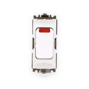 MK Electric MK K4896NWHI 20A Double Pole 1 Way Grid Module Switch with Neon Indicator (Grid Plus White)