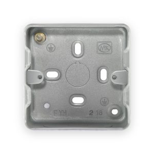 MK Electric MK K8891ALM 1 Gang 38mm Surface Metal Clad Box for 1 or 2 Grid Modules 5 x 20mm Knockouts
